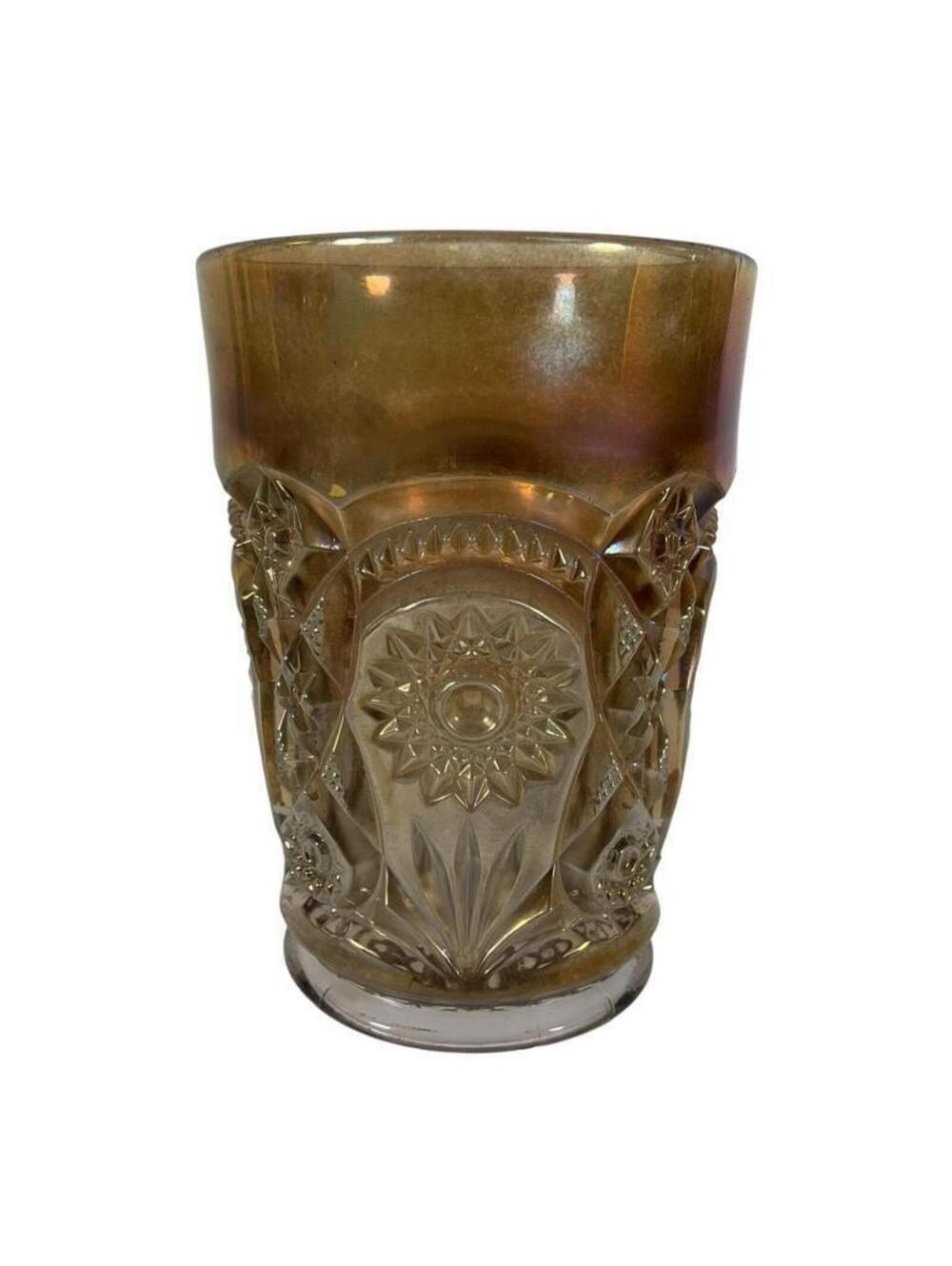 Imperial Fashion Marigold Carnival Glass Tumbler Iridescent